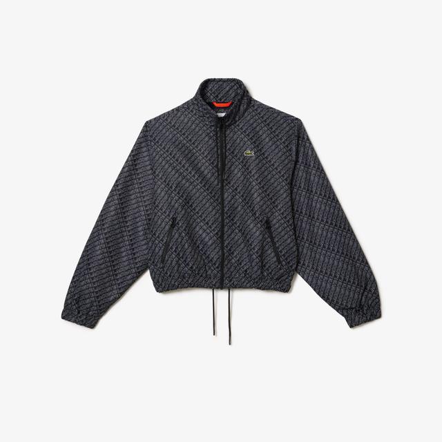 High Neck Zip Front Monogram Print Jacket Product Image