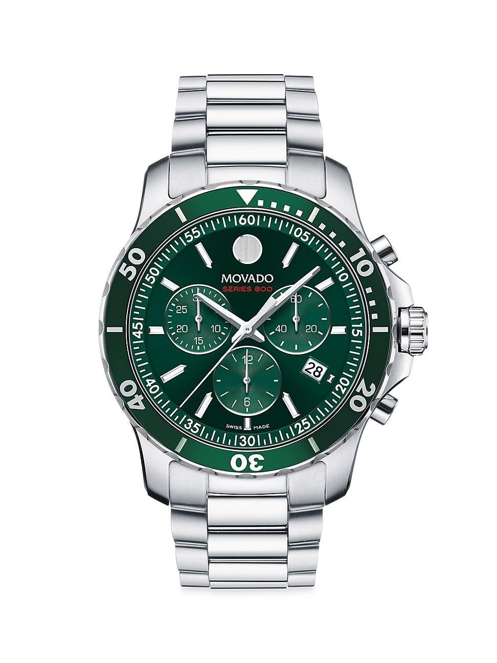 Men's Movado Series 800 Chronograph Watch with Green Dial (Model: 2600179) Product Image