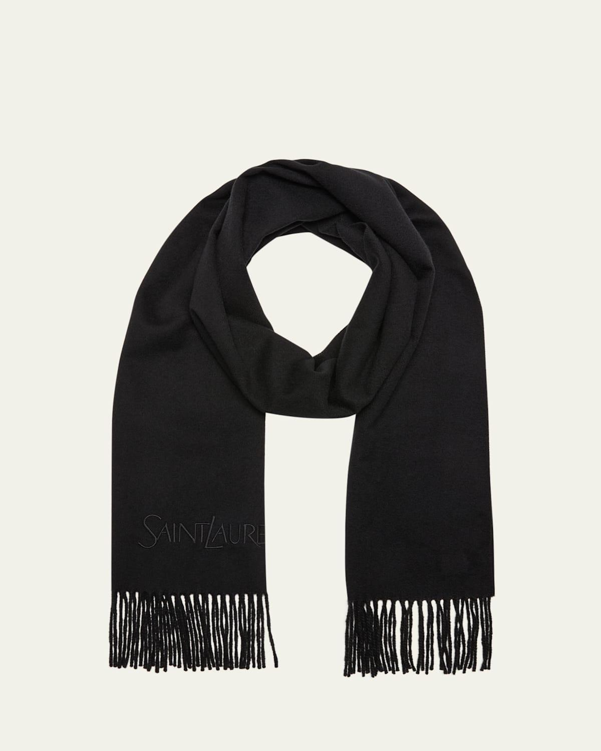 Mens Cashmere Embroidered Logo Scarf Product Image