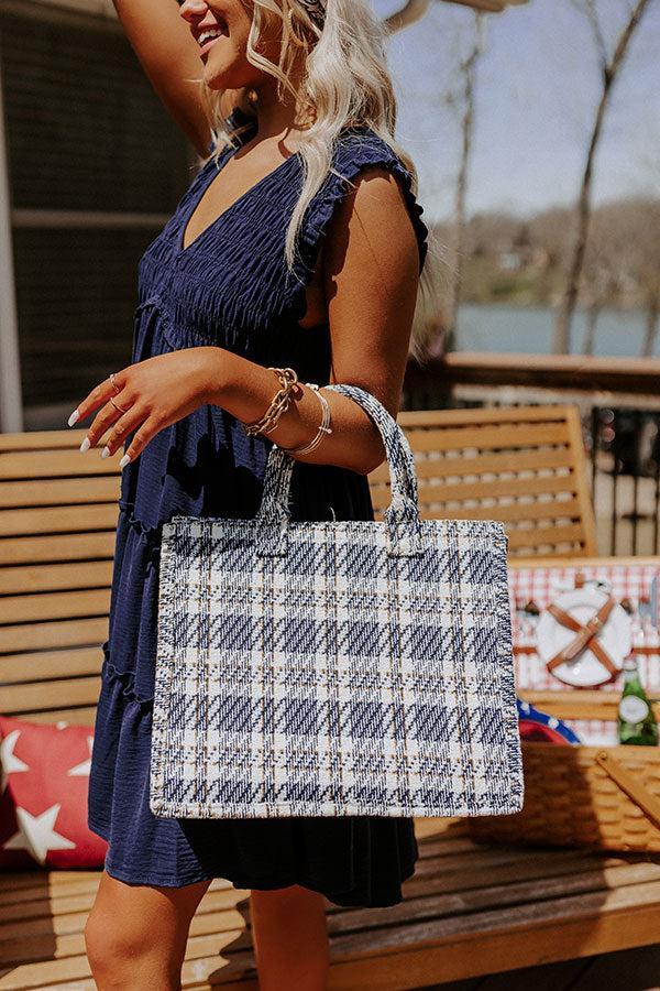 London Estate Tweed Tote In Navy Product Image