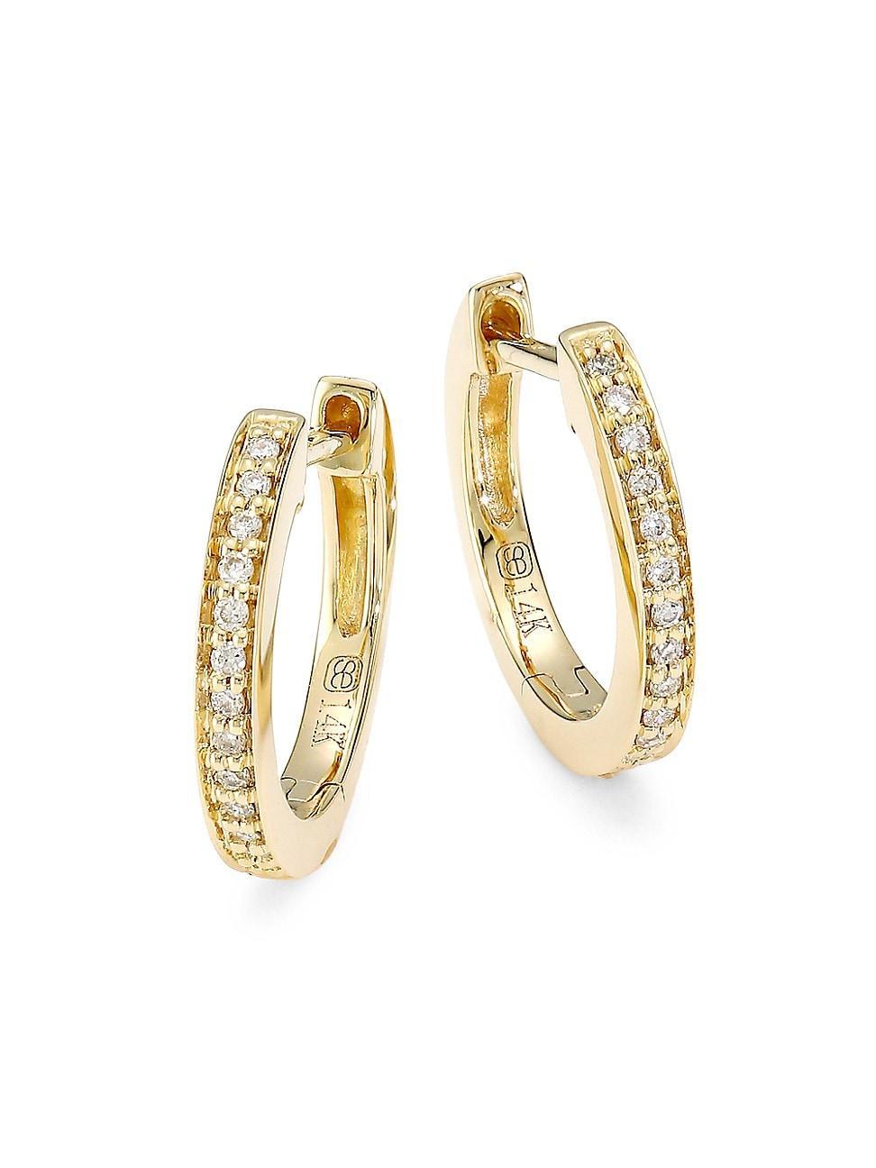 Sydney Evan 14k Diamond Small Huggie Hoop Earrings  - GOLD Product Image