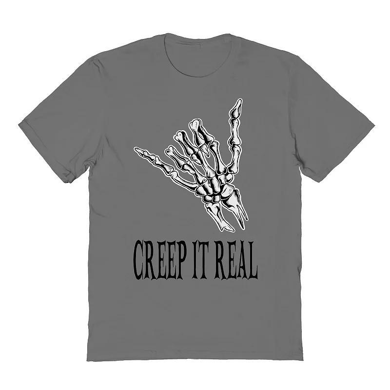 Mens Creep it Real Hand Halloween Graphic Tee Grey Product Image