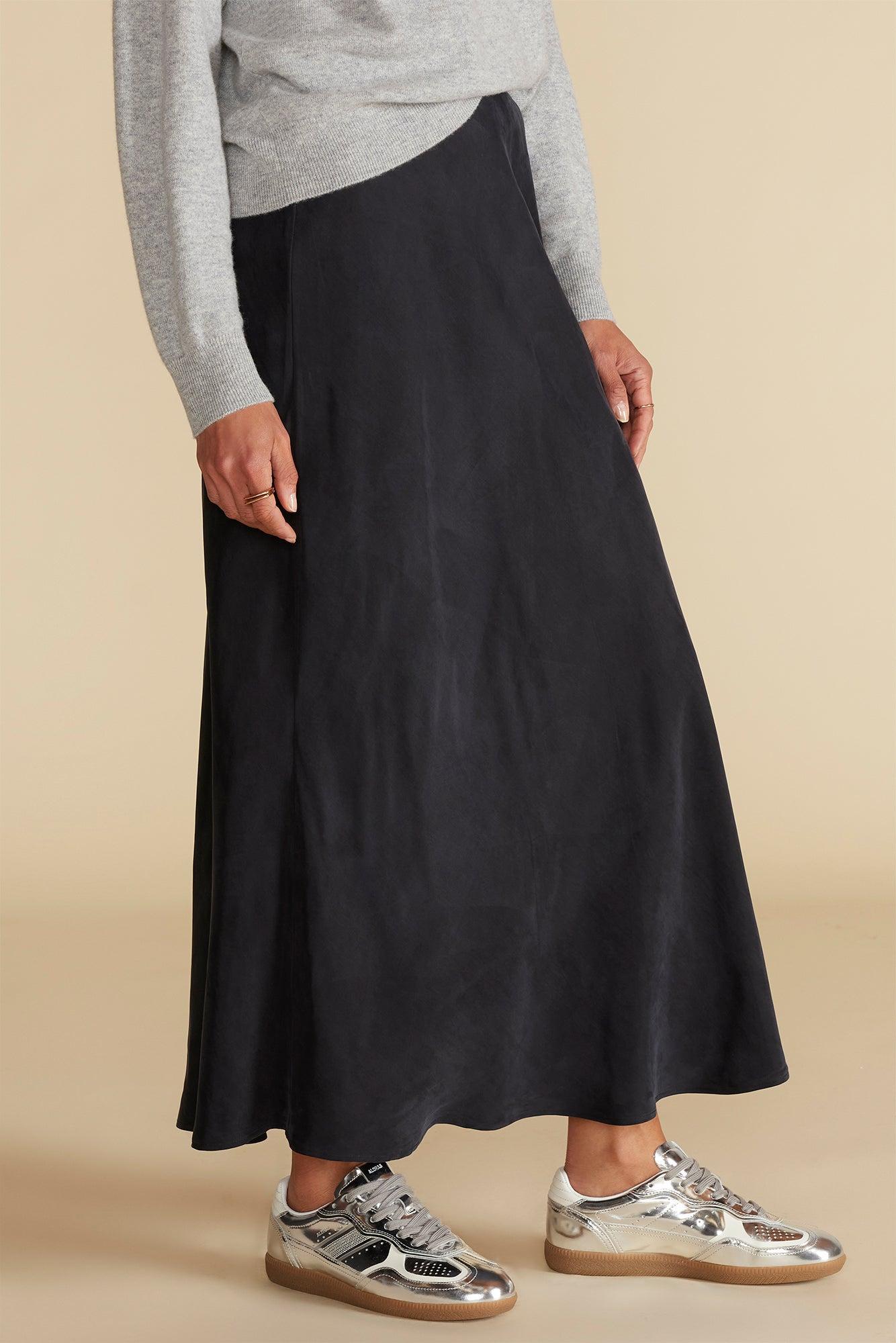 Eve Cupro Slip Skirt - Black Product Image