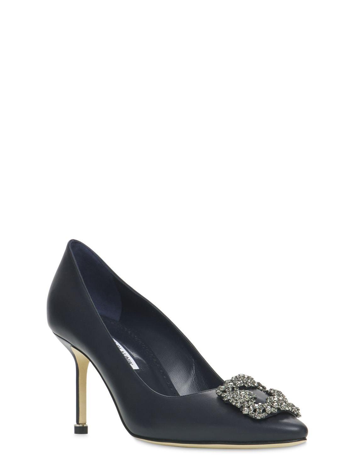 MANOLO BLAHNIK 70mm Hangisi Leather Pumps In Black Product Image