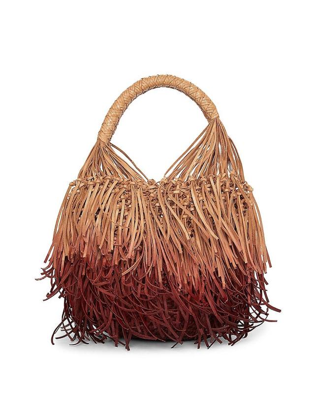 Womens Small Valeria Fringed Leather Hobo Bag Product Image