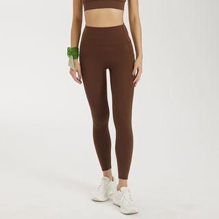 High Waist Plain Sports Leggings Product Image