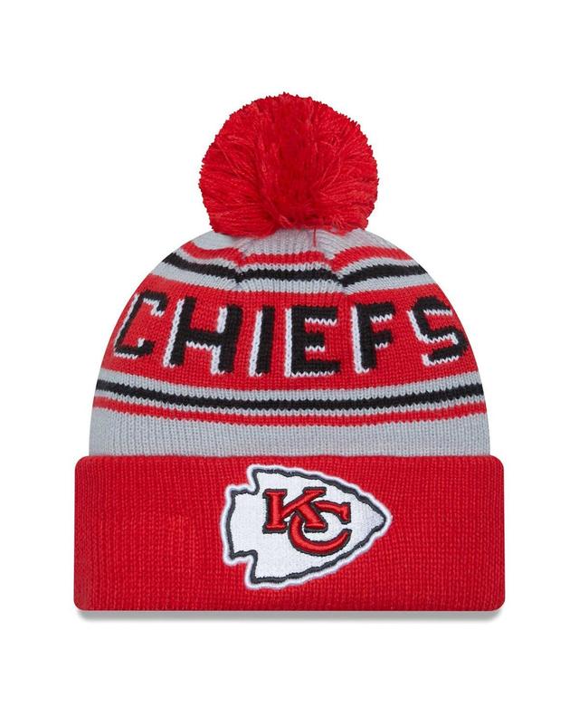 Mens New Era Red Kansas City Chiefs Main Cuffed Knit Hat with Pom Product Image