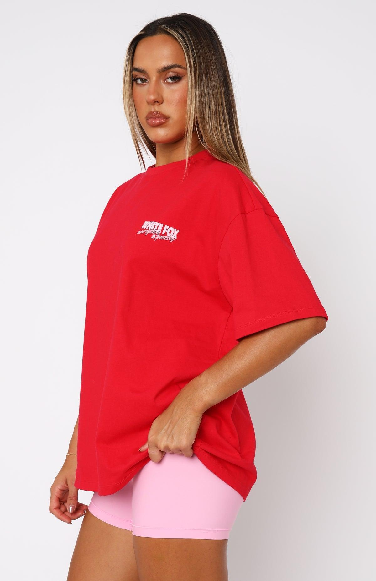 Everything Is Peachy Oversized Tee Red Product Image