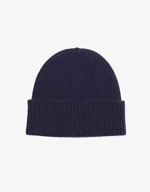 Merino Wool Beanie - Navy Blue Product Image