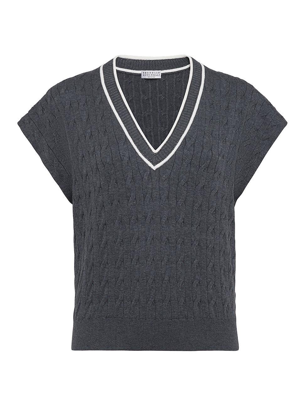 Womens Cotton Cable Knit Sweater Product Image