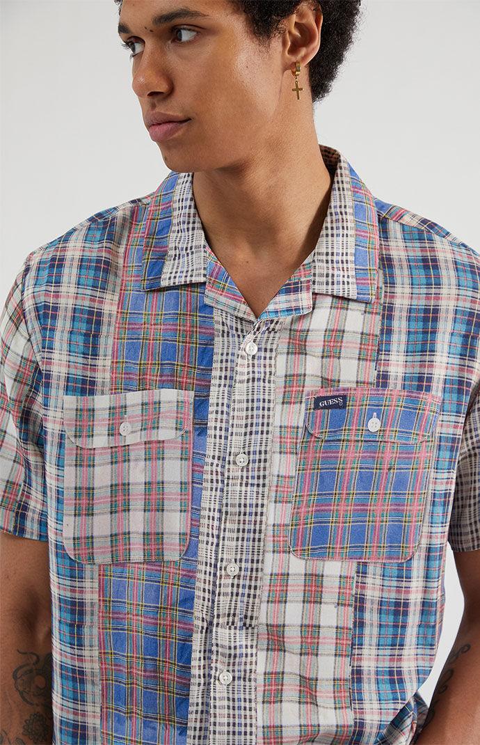 GUESS Originals Mens Printed Plaid Button Down Shirt - Product Image