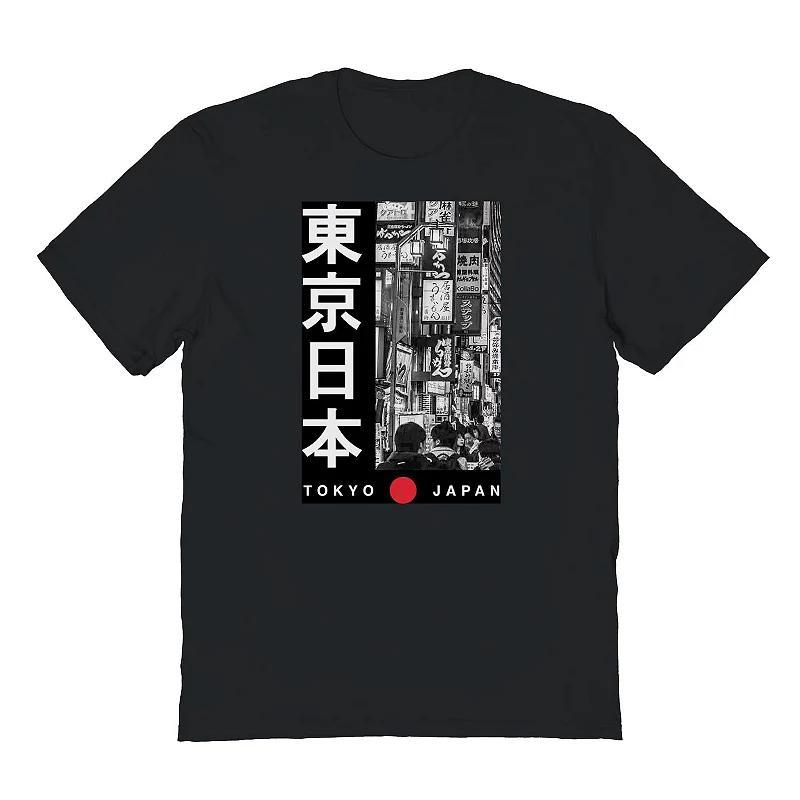 Mens Black And White Tokyo Japan Street Scene Graphic Tee Product Image