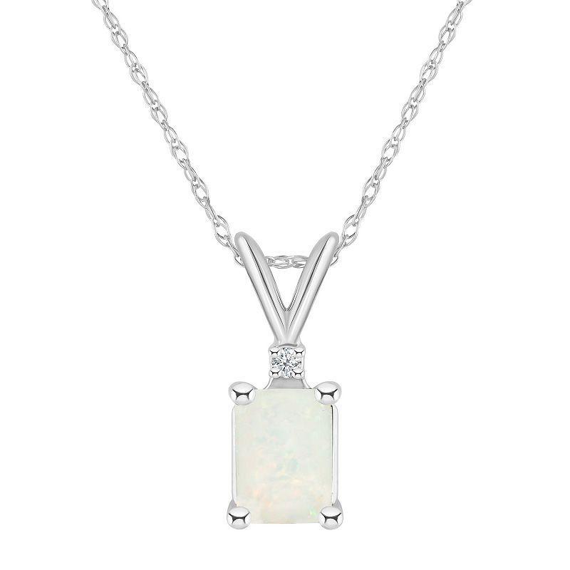 Opal (1/2 ct. t.w.) and Diamond Accent Pendant Necklace in 14K Yellow Gold or 14K Gold Product Image