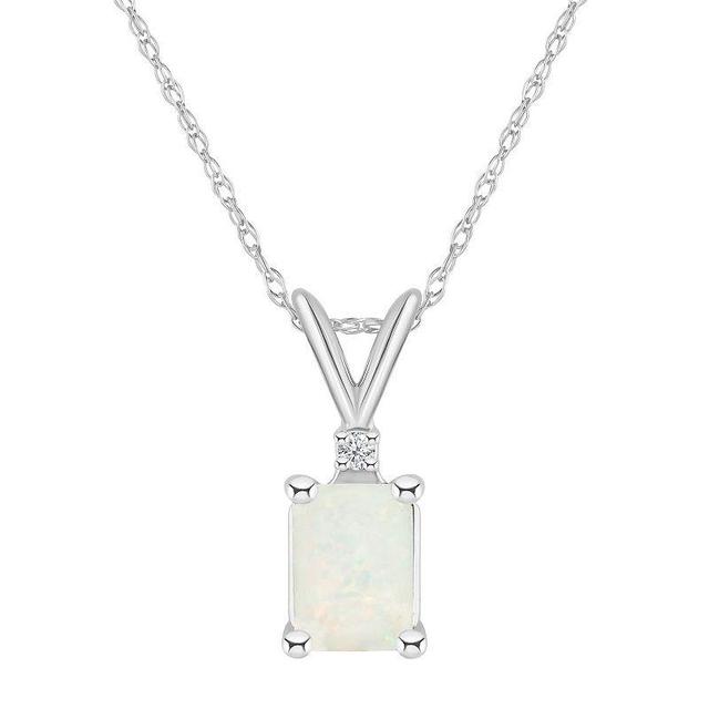 Opal (1/2 ct. t.w.) and Diamond Accent Pendant Necklace in 14K Yellow Gold or 14K Gold Product Image