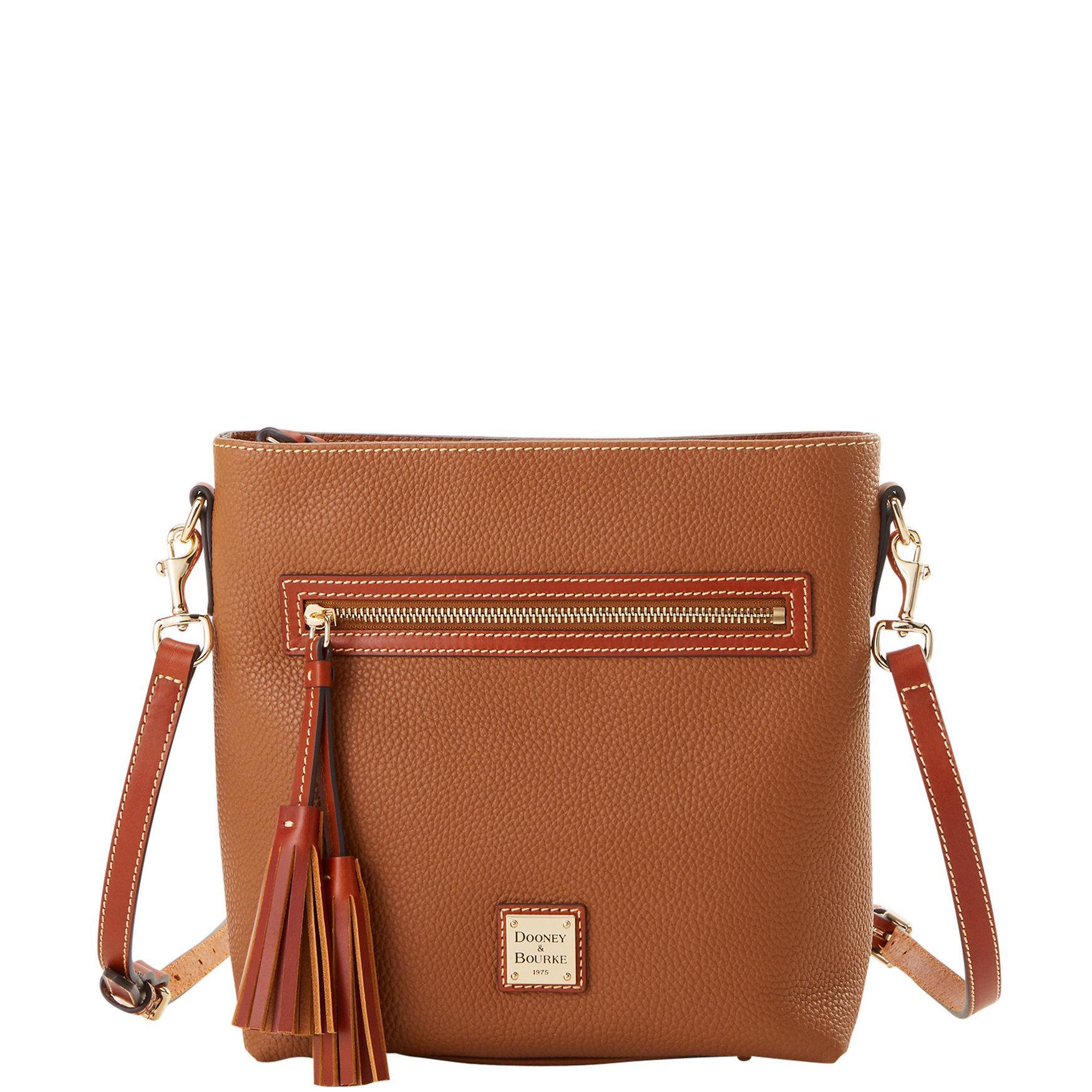 Dooney & Bourke Womens Pebble Grain Lani Crossbody Leather Shoulder Bag in Caramel Product Image