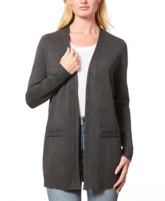 Melissa Paige Womens Braided-Trim Open-Front Cardigan, Regular & Petites Product Image