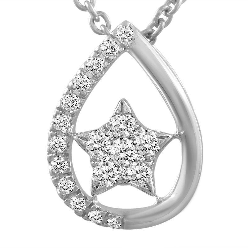 Royal Aura Sterling Silver 1/6 Carat T.W. Diamond Star Teardrop Pendant Necklace, Womens Product Image