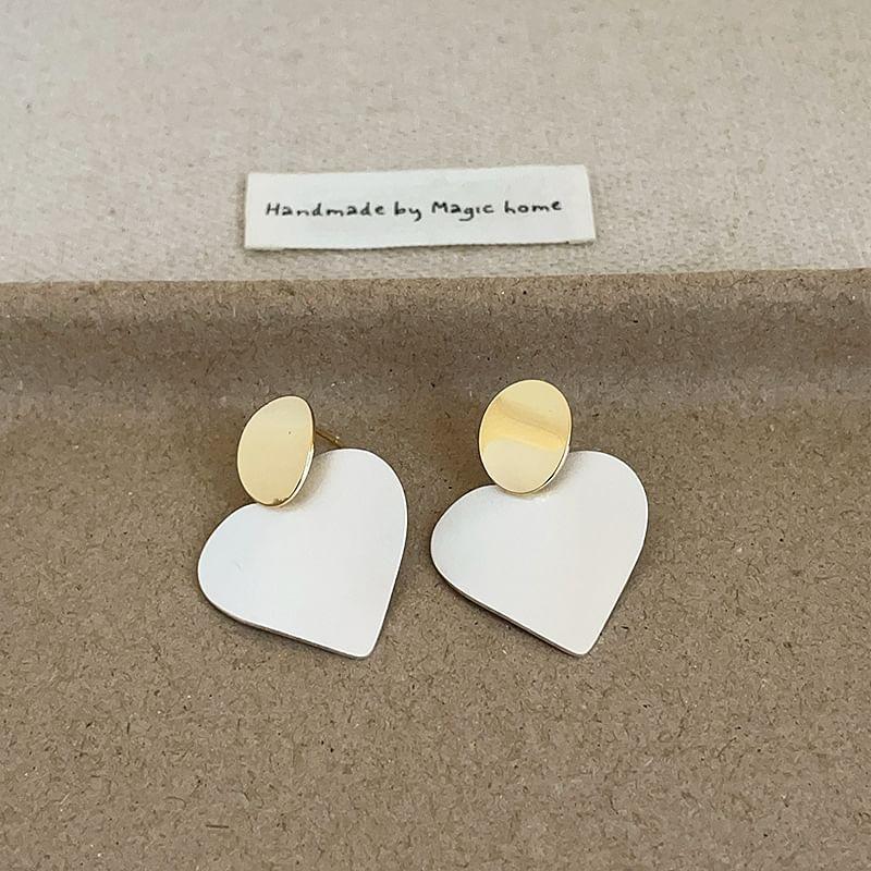 925 Sterling Silver Heart Drop Earring Product Image