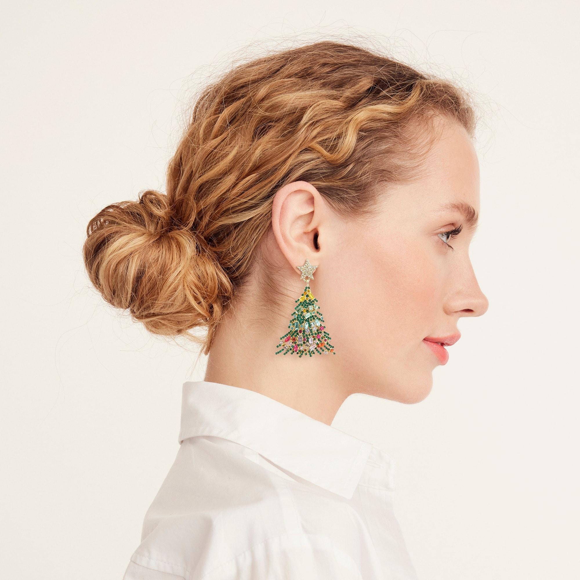 Christmas tree crystal pavé statement earrings Product Image