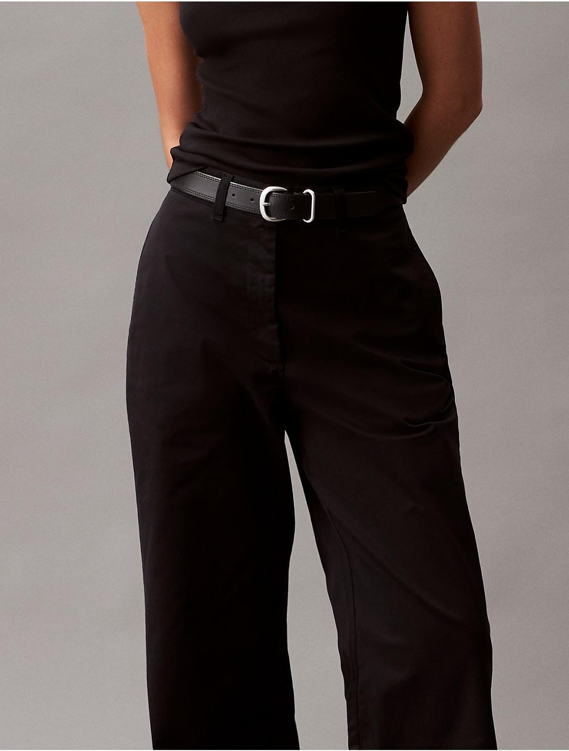 Calvin Klein Womens Wide Leg Stretch Chino Pants - Black - 26 Product Image