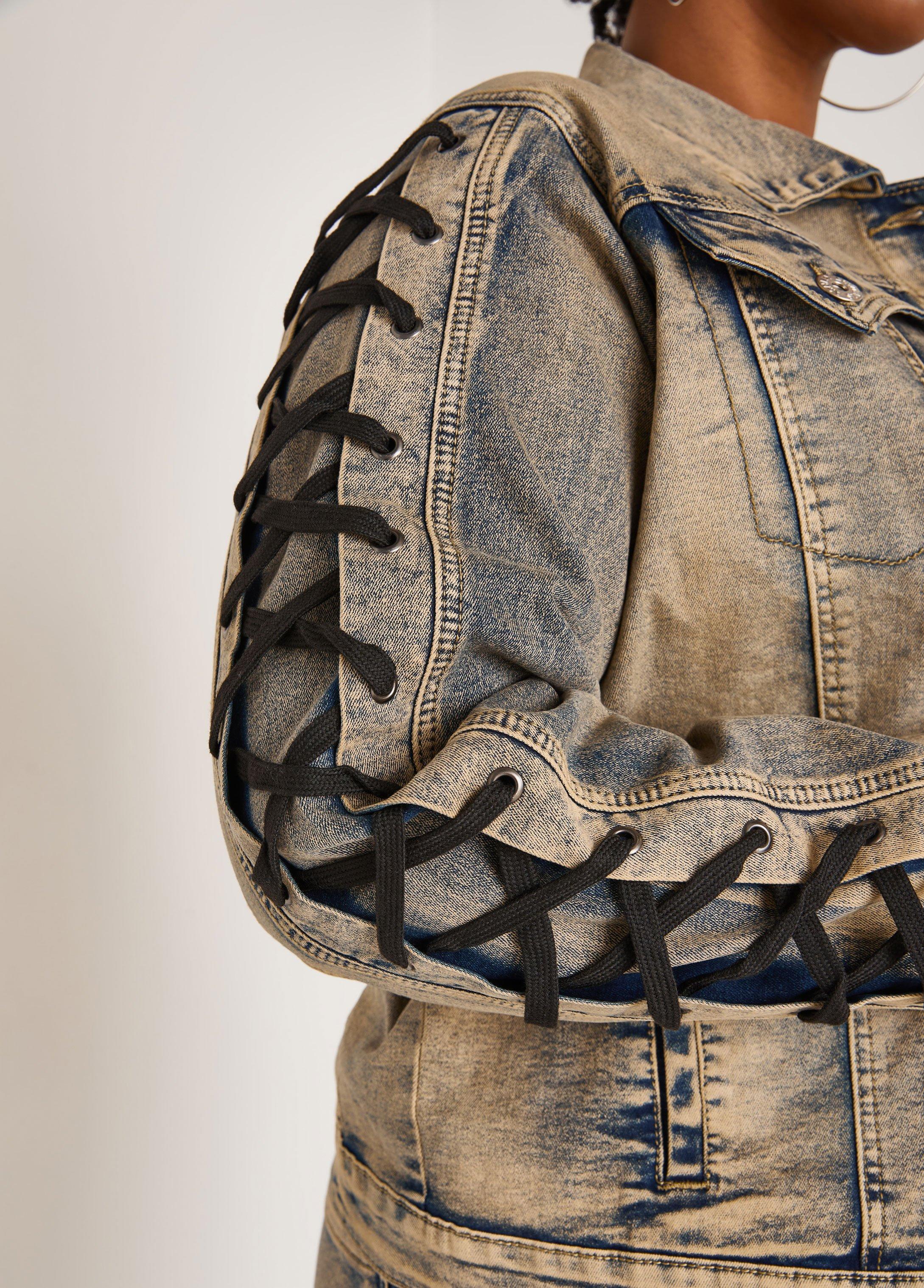 Lace Up Denim Detailed Jacket Product Image