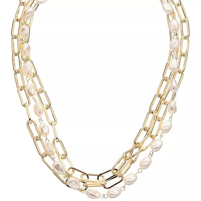 Juvell 18K Gold Plated Multi-Strand Simulated Pearl Necklace, Womens, Two Tone Product Image