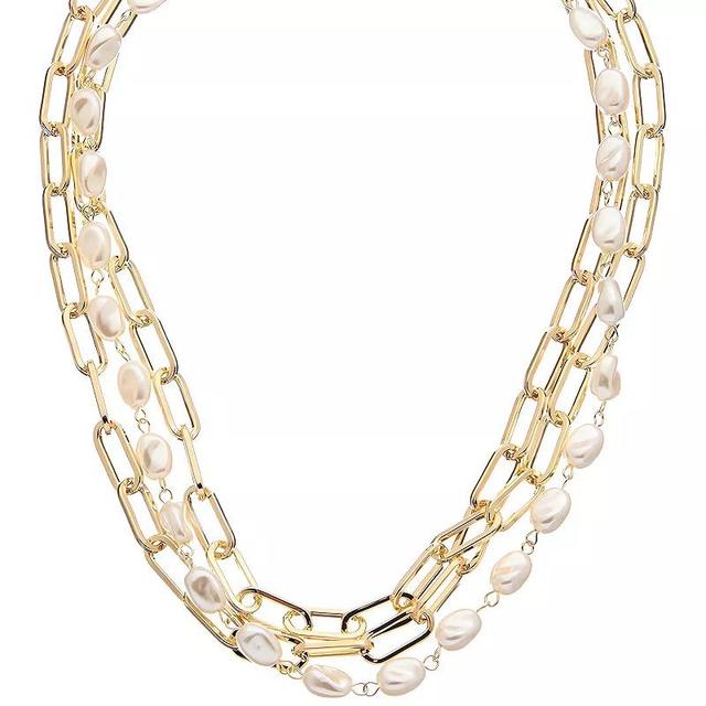 Juvell 18K Gold Plated Multi-Strand Simulated Pearl Necklace, Womens, Multicolor Product Image