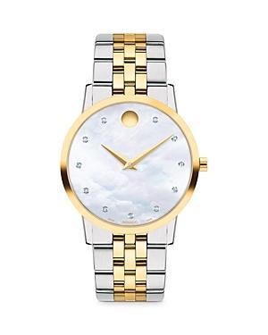 Movado Womens Swiss Museum Classic Diamond (1/20 ct. t.w. Stainless Steel Bracelet Watch 33mm - Two Tone Product Image