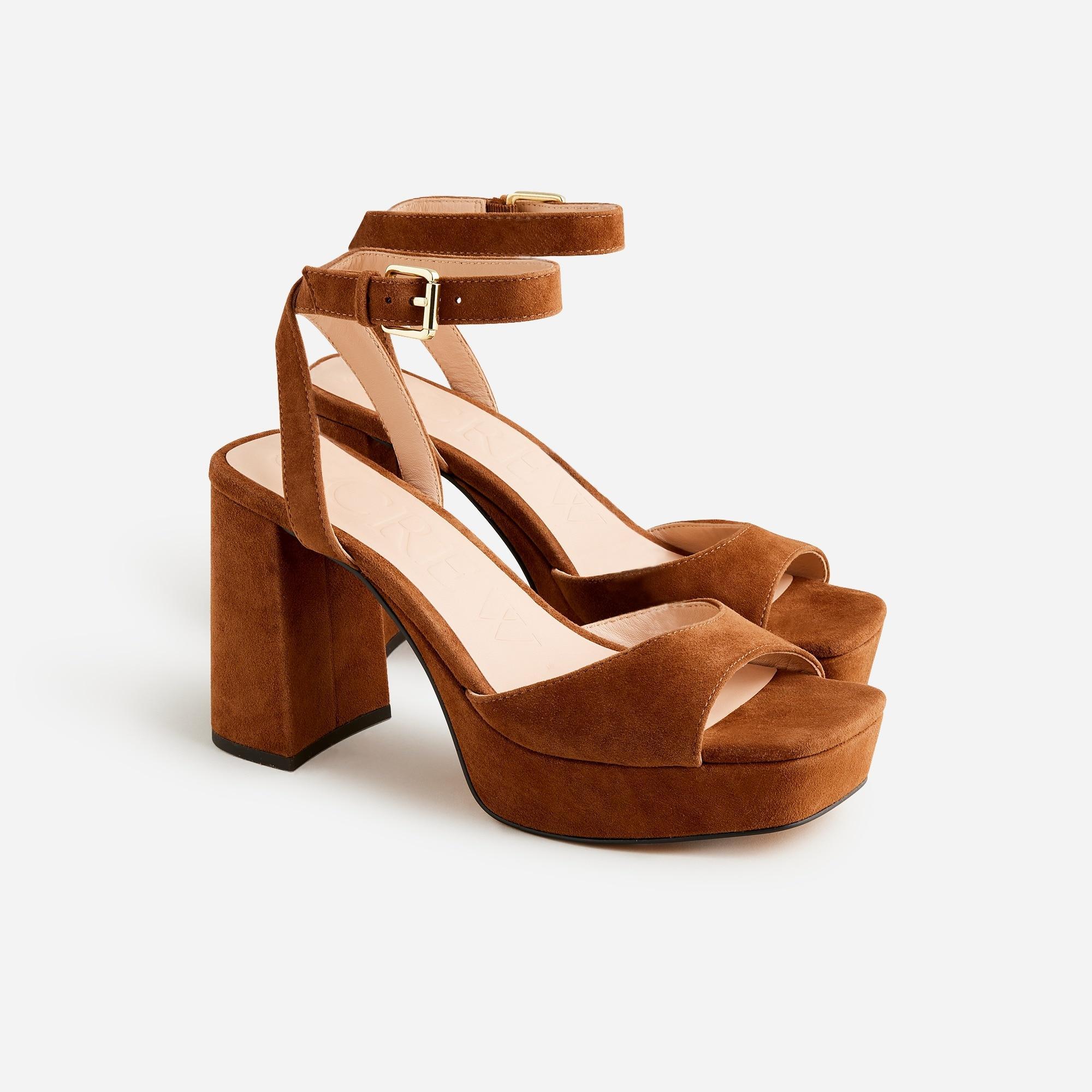 Ankle-strap platform heels in suede product image