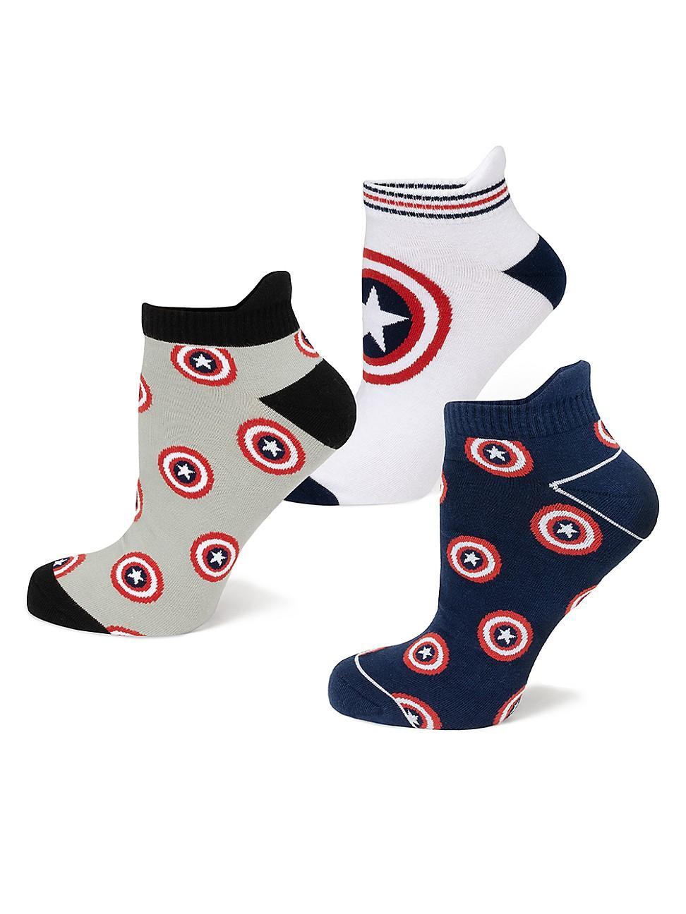 Mens 3-Pair Captain America Ankle Socks Product Image