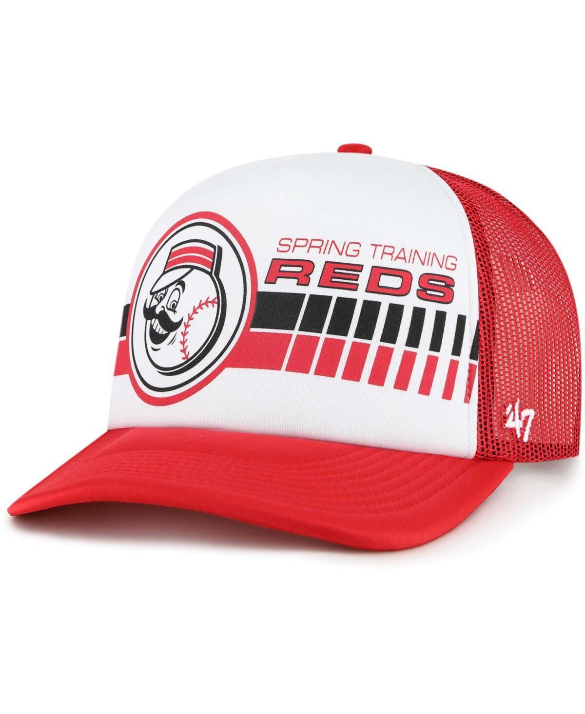 Mens 47 White/Red Cincinnati Reds 2024 Spring Training Foam Trucker Adjustable Hat Product Image