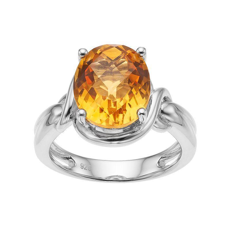 Sterling Silver Citrine Oval Ring, Womens Product Image