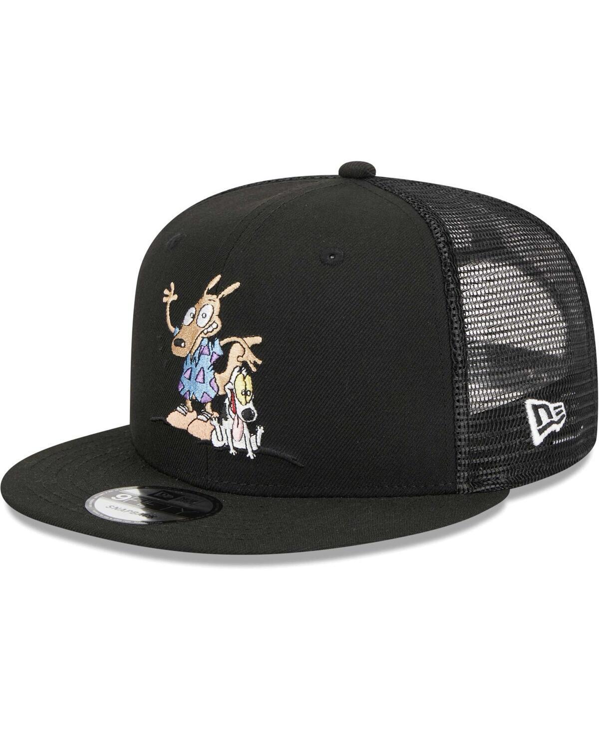 Mens New Era Black Rockos Modern Life Rocko & Spunky Trucker 9FIFTY Snapback Hat Product Image