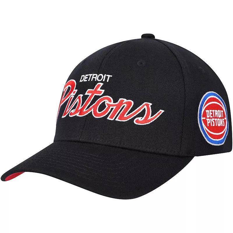 Mens Mitchell & Ness Detroit Pistons MVP Team Script 2.0 Stretch Snapback Hat Product Image