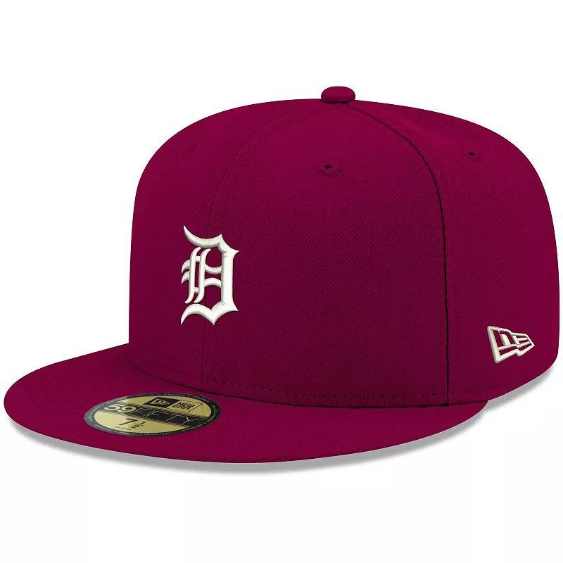 Mens New Era Cardinal Detroit Tigers White Logo 59FIFTY Fitted Hat Product Image