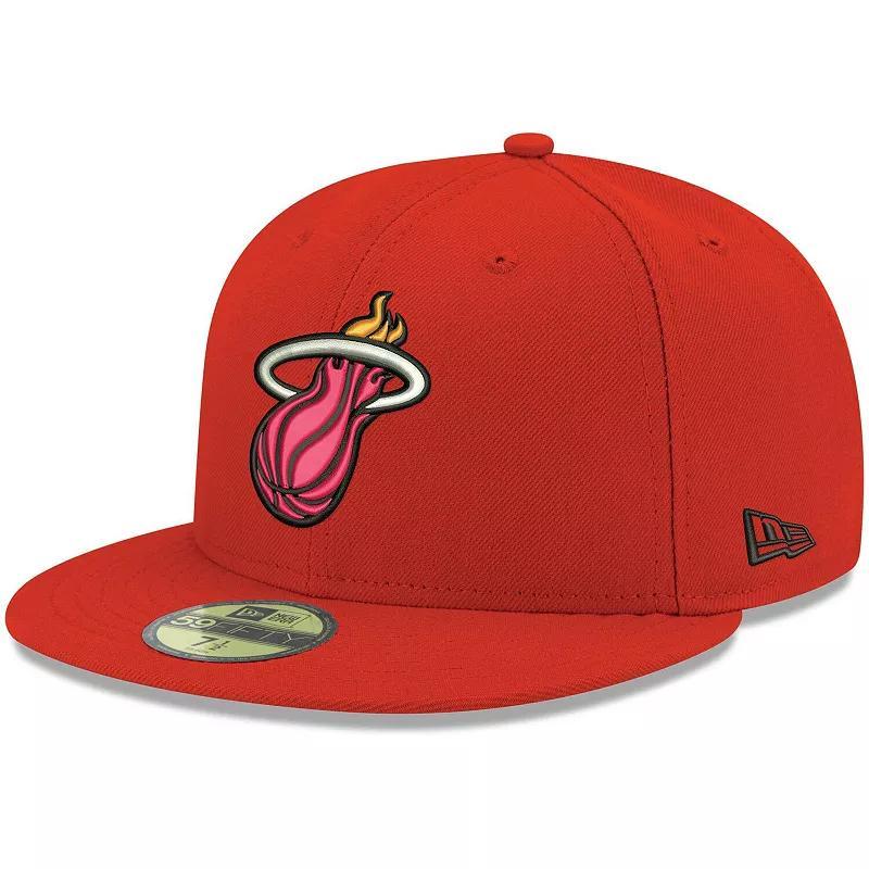 Mens New Era Miami Heat Official Team Color 59FIFTY Fitted Hat Product Image