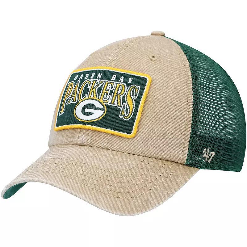 Mens 47 Brand Khaki Green Bay Packers Dial Trucker Clean Up Snapback Hat - Khaki Product Image