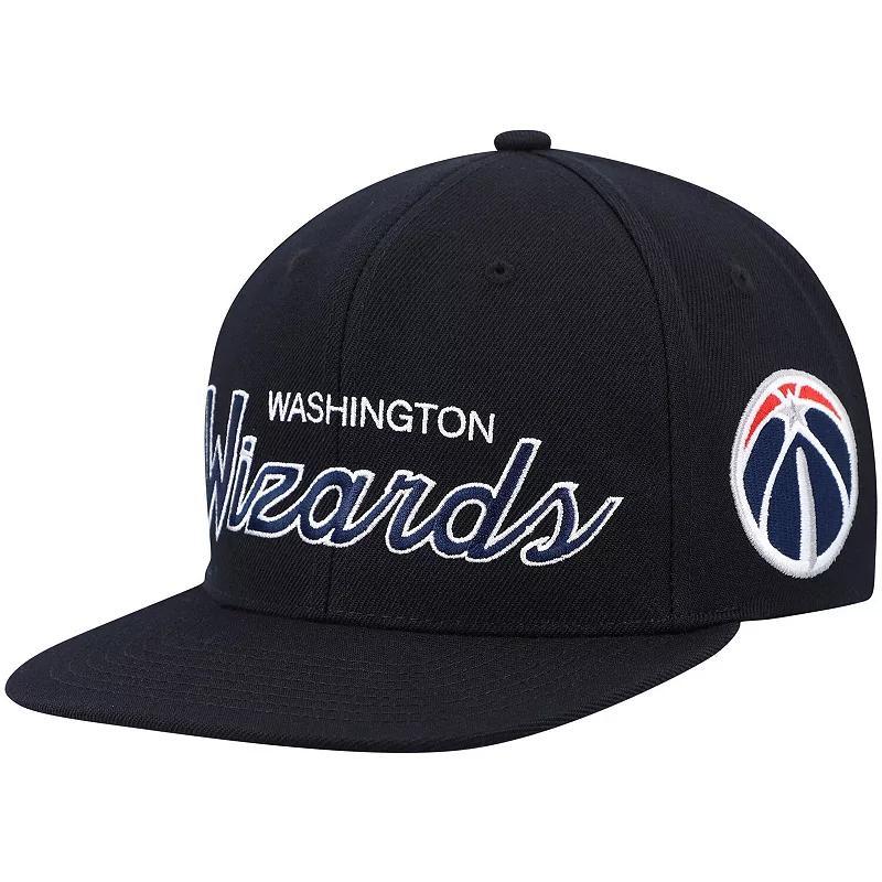 Mens Mitchell & Ness Black Washington Wizards Hardwood Classics Script 2.0 Snapback Hat Product Image