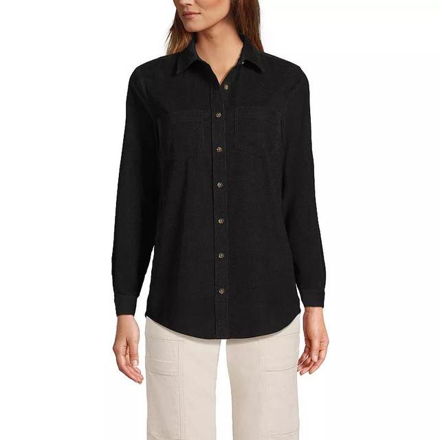 Womens Lands End Pincord Button-Front Shirt Product Image