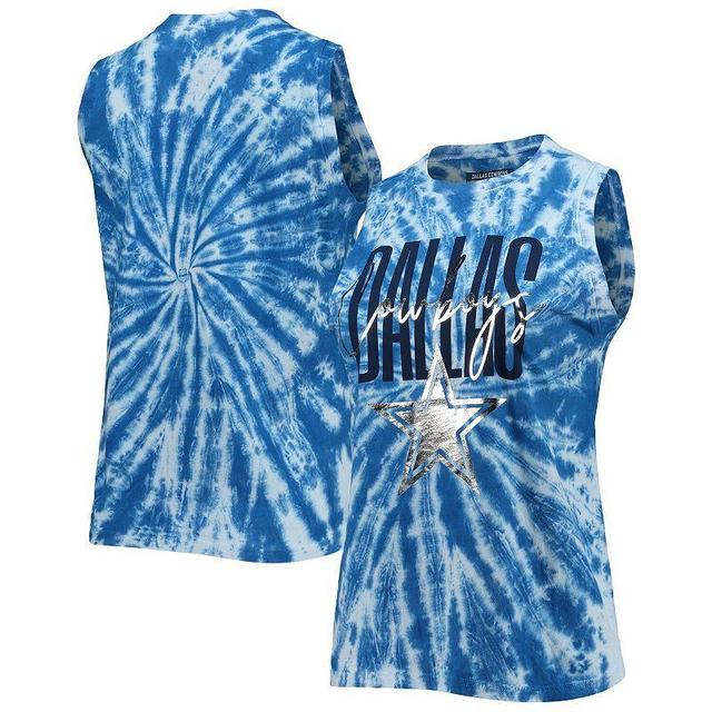 Womens Lauren James Royal Dallas Cowboys Tie-Dye Jersey Boxy Tank Top Product Image