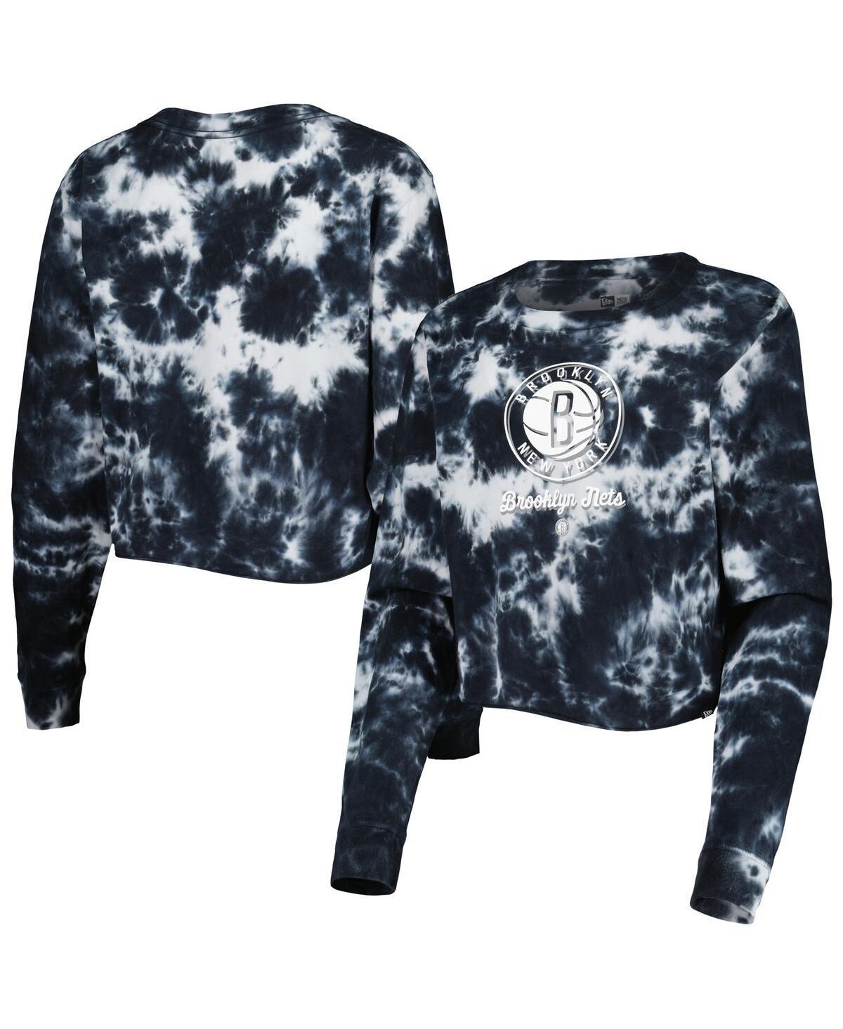 Womens New Era Brooklyn Nets Tie Dye Cropped Long Sleeve T-Shirt Product Image