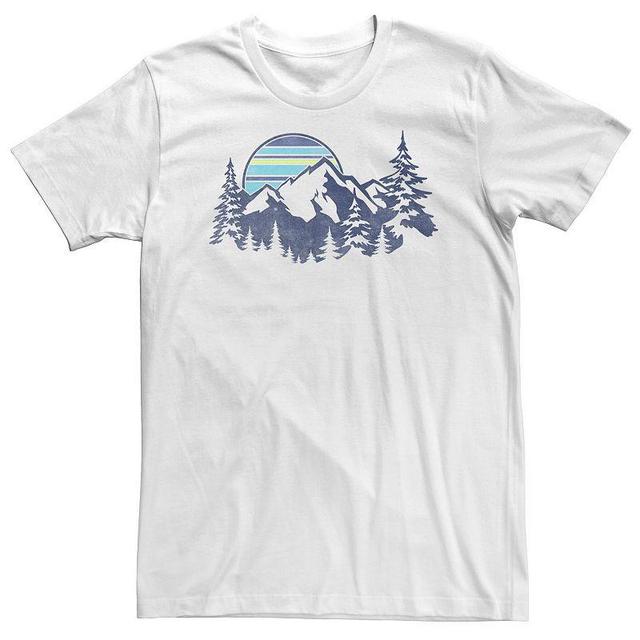 Big & Tall Mountain Range Striped Sun Tee, Mens White Product Image