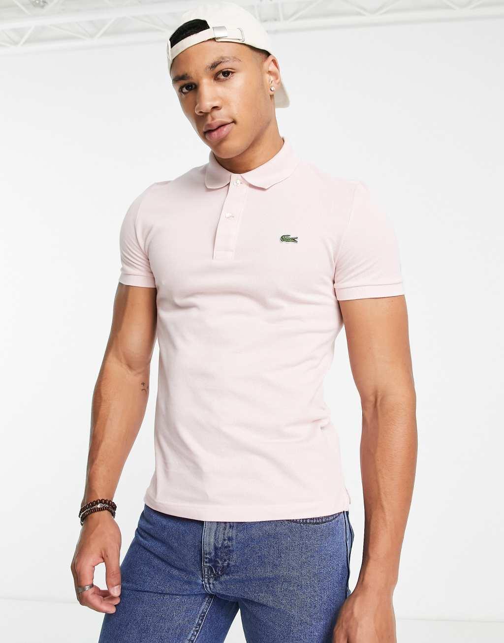 Lacoste slim fit pique polo in pink Product Image