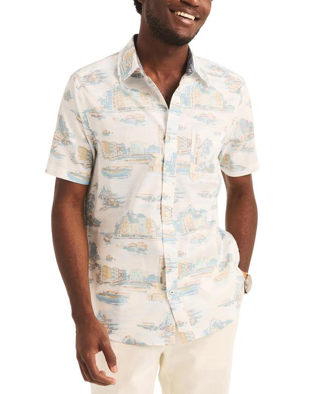 Nautica Mens Classic-Fit Stretch Island-Print Button-Down Shirt Product Image