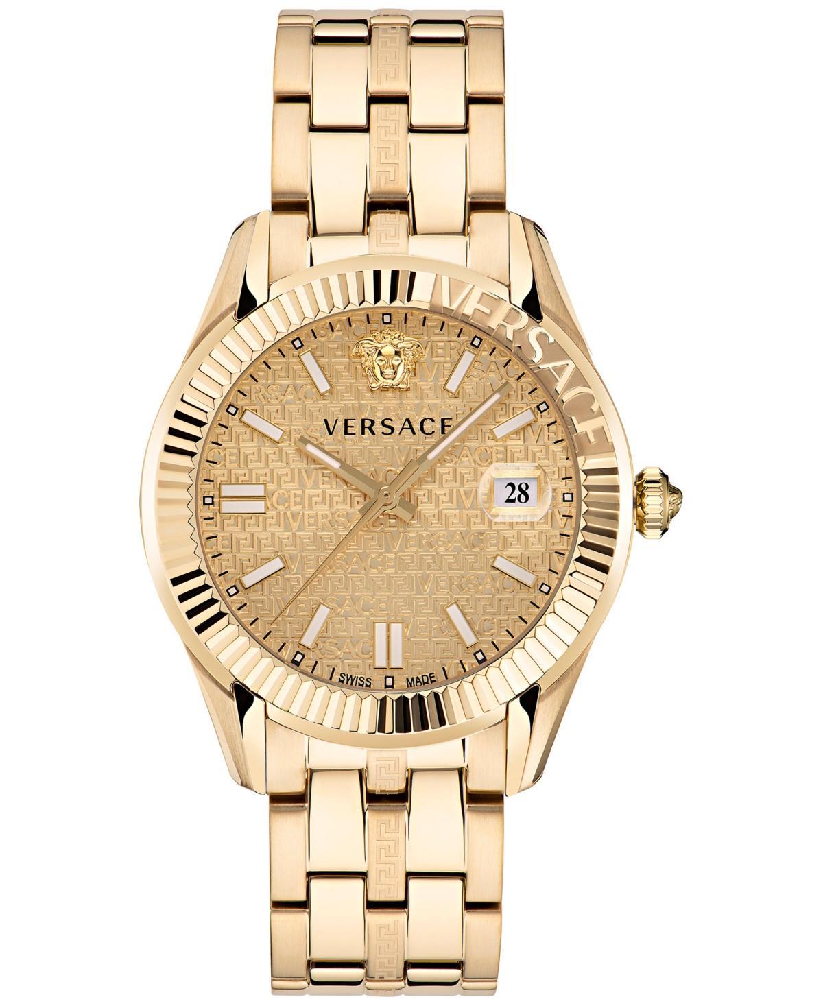 Versace Mens Swiss Greca Time Two Tone Stainless Steel Bracelet Watch 41mm - Ip Yellow Gold Product Image