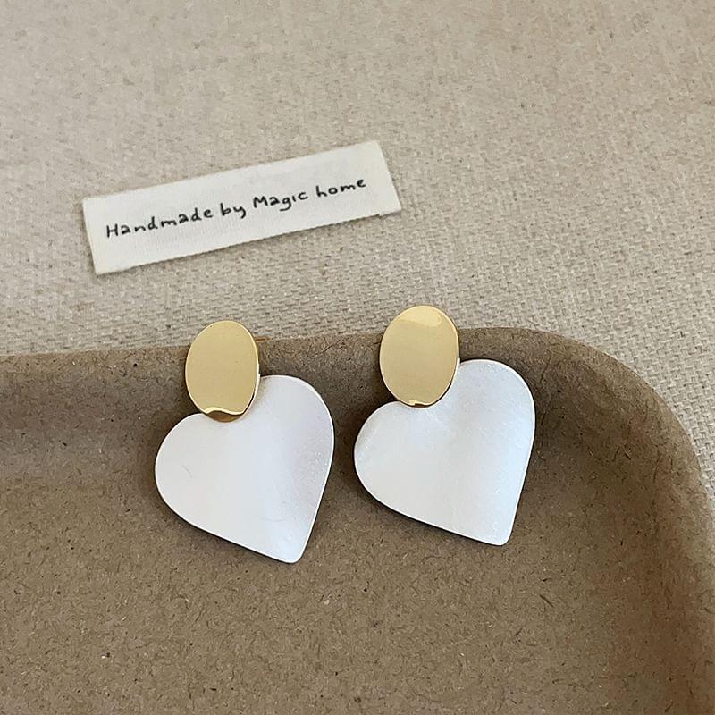 925 Sterling Silver Heart Drop Earring Product Image