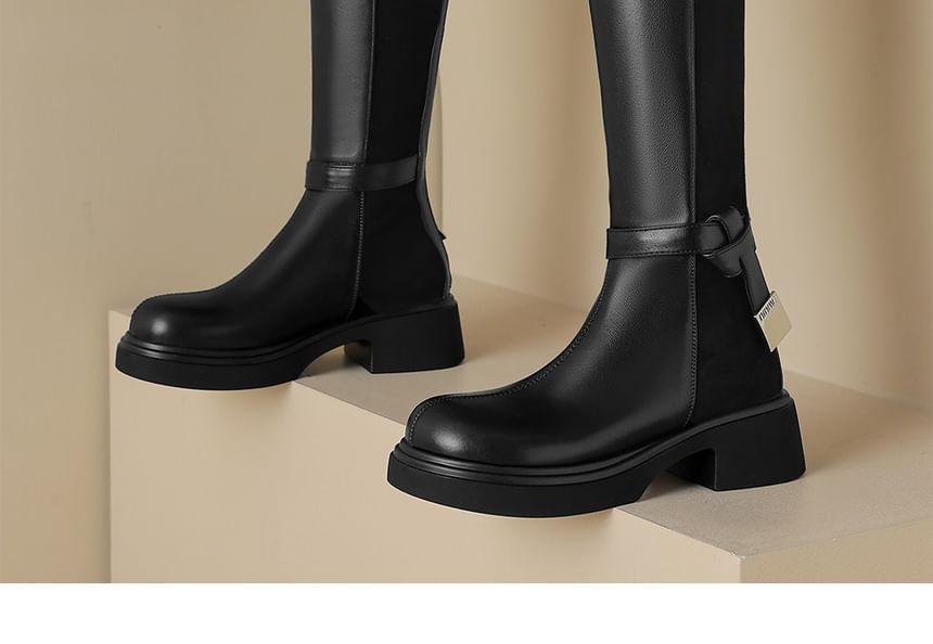 Platform Panel Knee High Boots Product Image