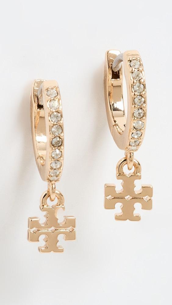 Tory Burch Eleanor Pave Huggie Earrings | Shopbop Product Image