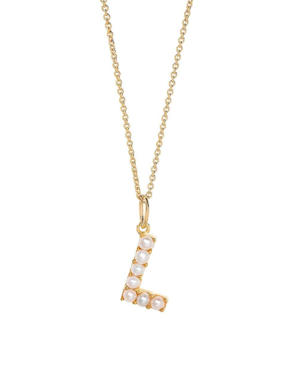 Womens Bridget Initial 14K-Gold-Plated & Freshwater Pearl Necklace Product Image