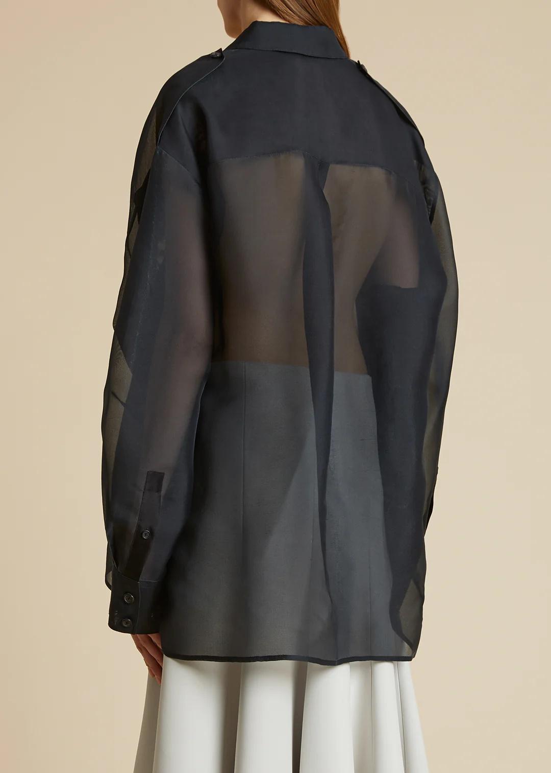 KHAITE Missa Silk Organza Shirt In Black Product Image